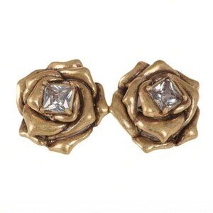 Gold Rose Stud Earrings Q355